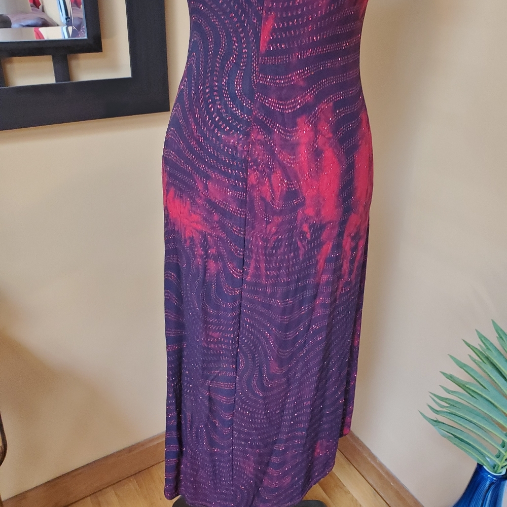 RAMPAGE Y2K RED & BLACK SPARKLY HI/LOW EVENING DRESS! - Picture 8 of 16